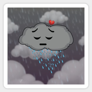 Fantasy Raining Cloud And Sad Sticker